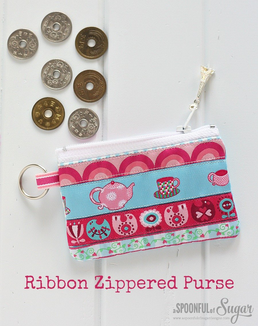 Ribbon Zippered Purse Tutorial - A Spoonful of Sugar