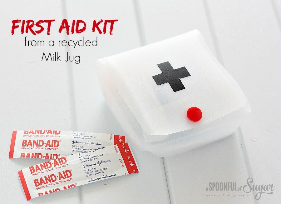 First Aid Kit from recycled milk jug