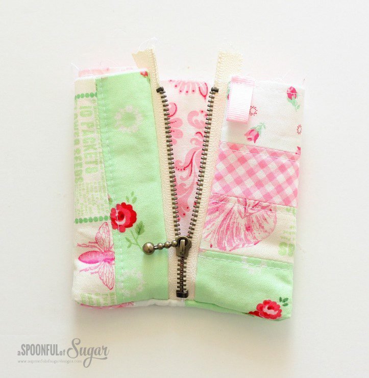 Sweet but a little bit twisted, Embroidered bag, small zipper Bag