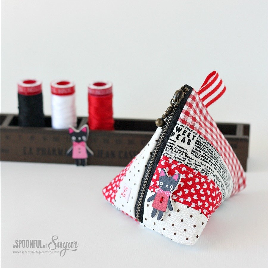 Make an easy patchwork triangle pouch with our sewing tutorial - A Spoonful of Sugar