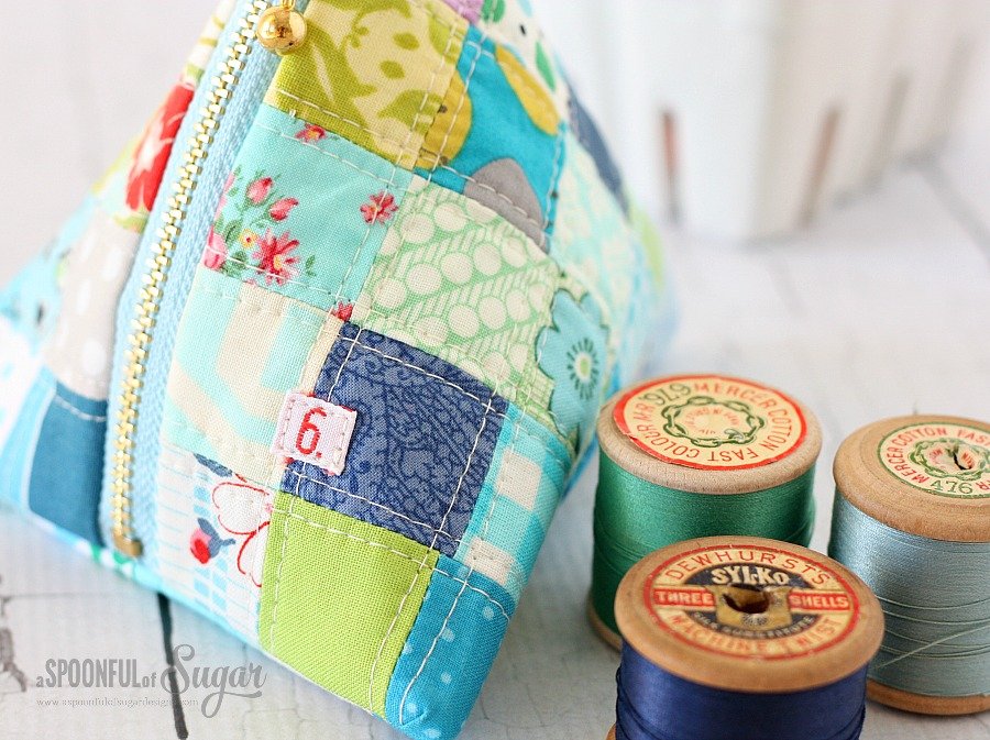 Patchwork Triangle Pouch Sewing Tutorial by A Spoonful of Sugar