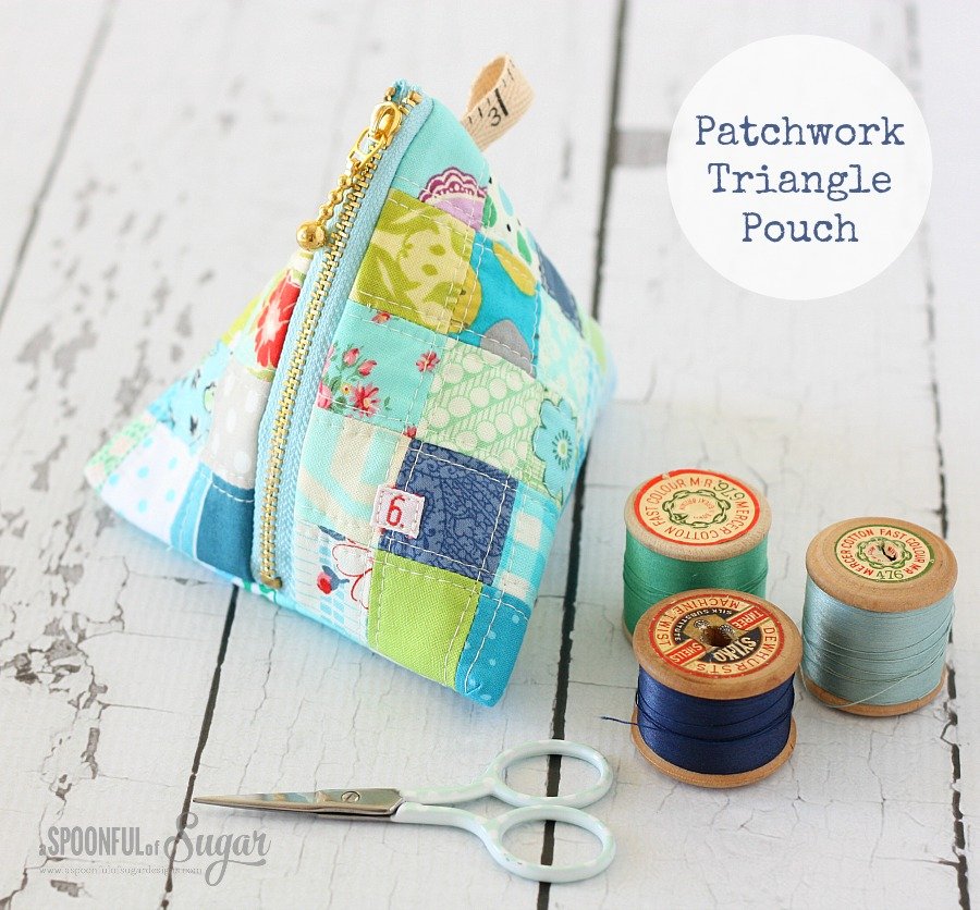 Patchwork Triangle Pouch Sewing Tutorial by A Spoonful of Sugar