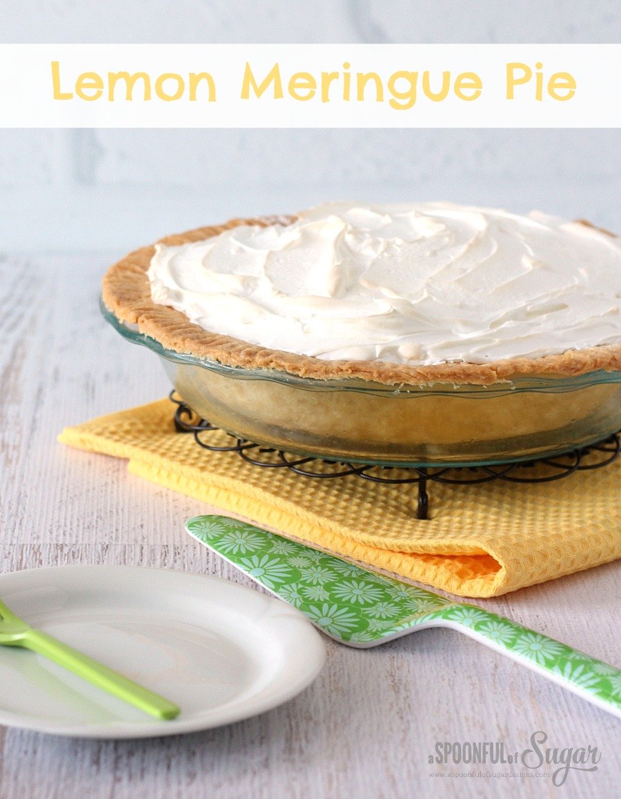 Lemon Meringue Pie made using Pyrex Anniversary Collection