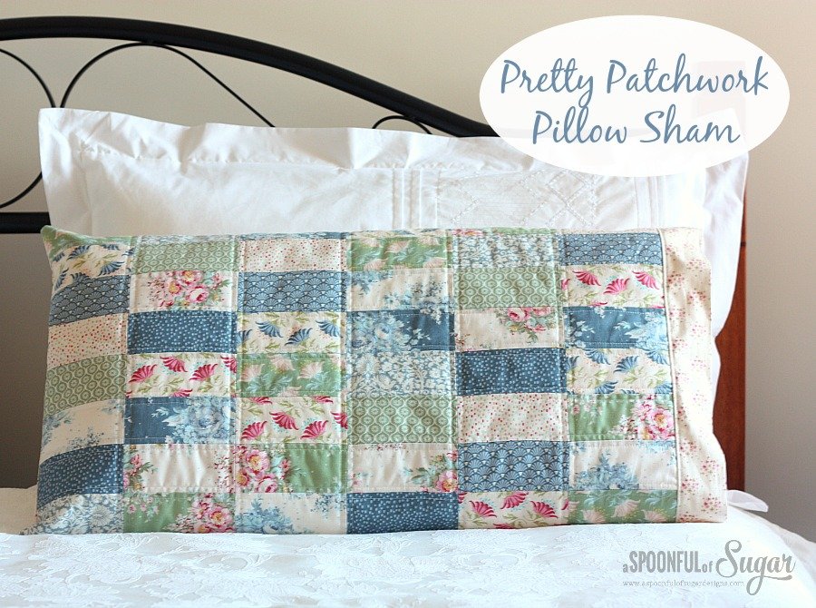 Tilda Sewing Projects - Pretty Patchwork Pillow Sham by A Spoonful of Sugar