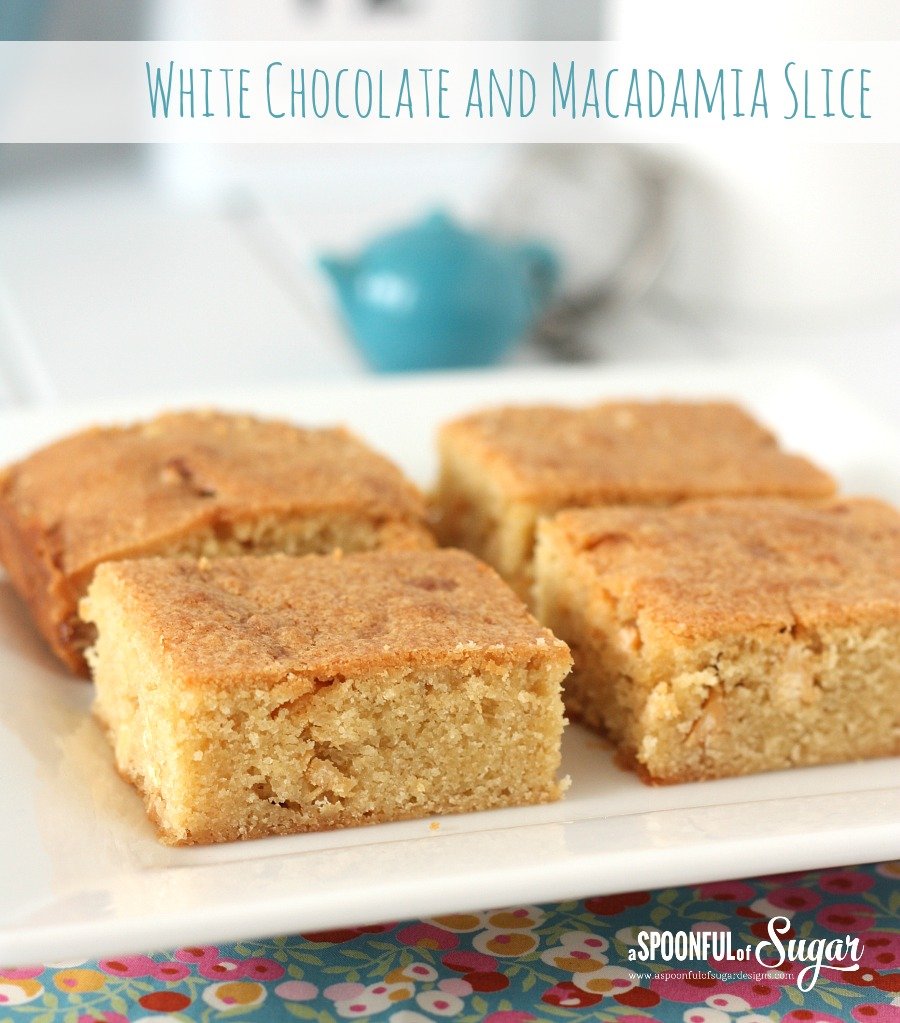 White Chocolate and Macadamia Slice Recipe by A Spoonful of Sugar