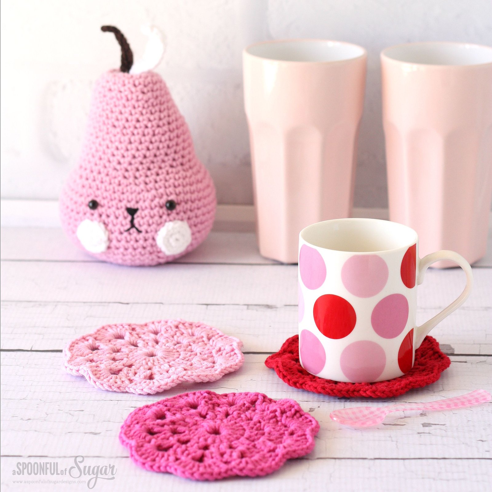 Crochet coasters by A Spoonful of Sugar