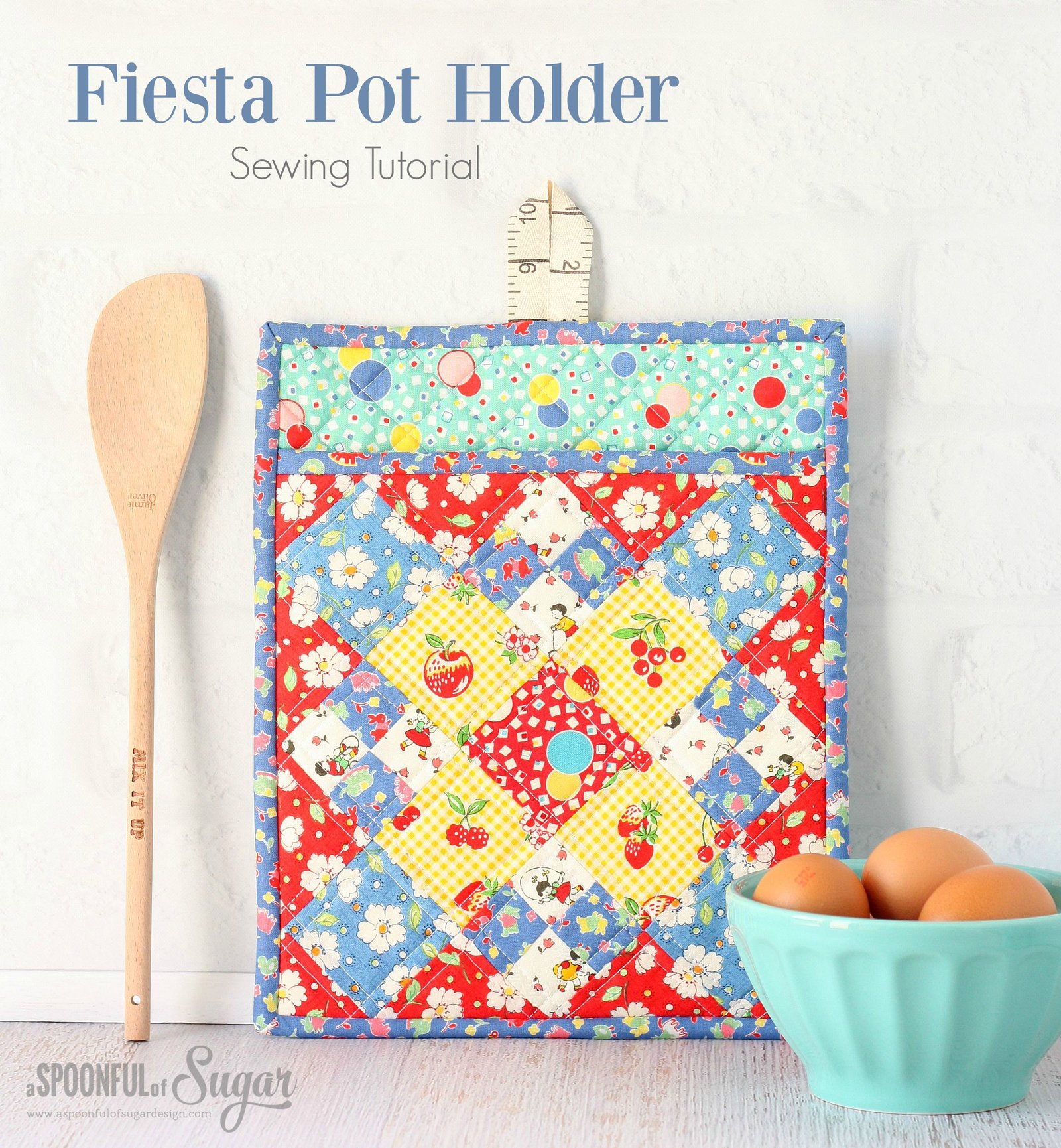 Fiesta Pot Holder sewing tutorial by www.aspoonfulofsugardesigns.com
