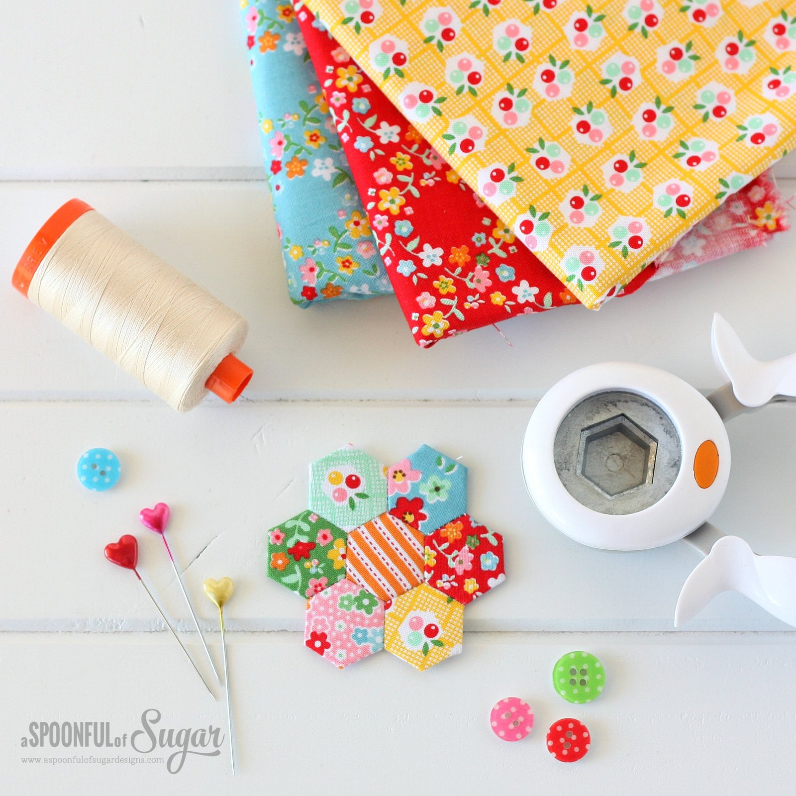 Hexie Pincushion Sewing Tutorial by A Spoonful of Sugar