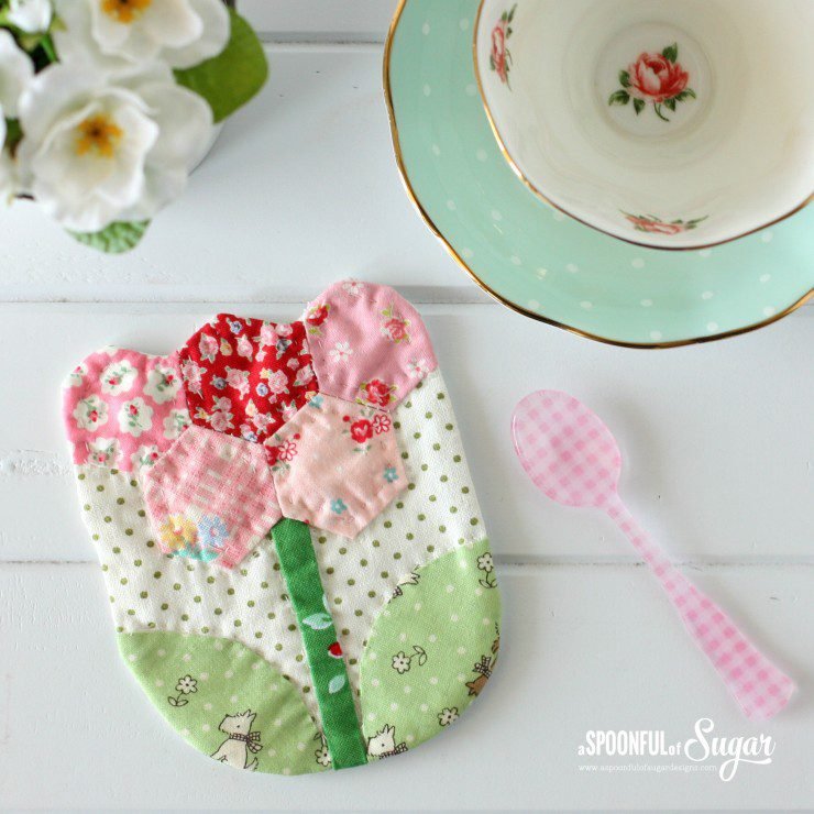 Floral Coaster - made from Quilted Bags and Gifts by Akemi Shibata