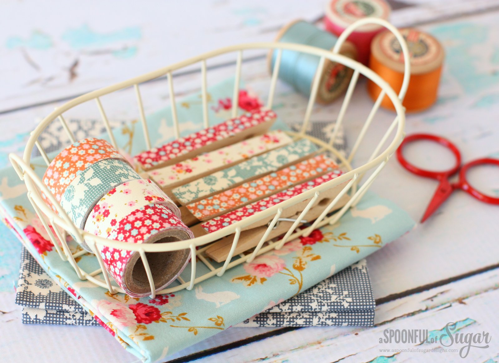 Decorate pegs (clothespins) with fabric tape