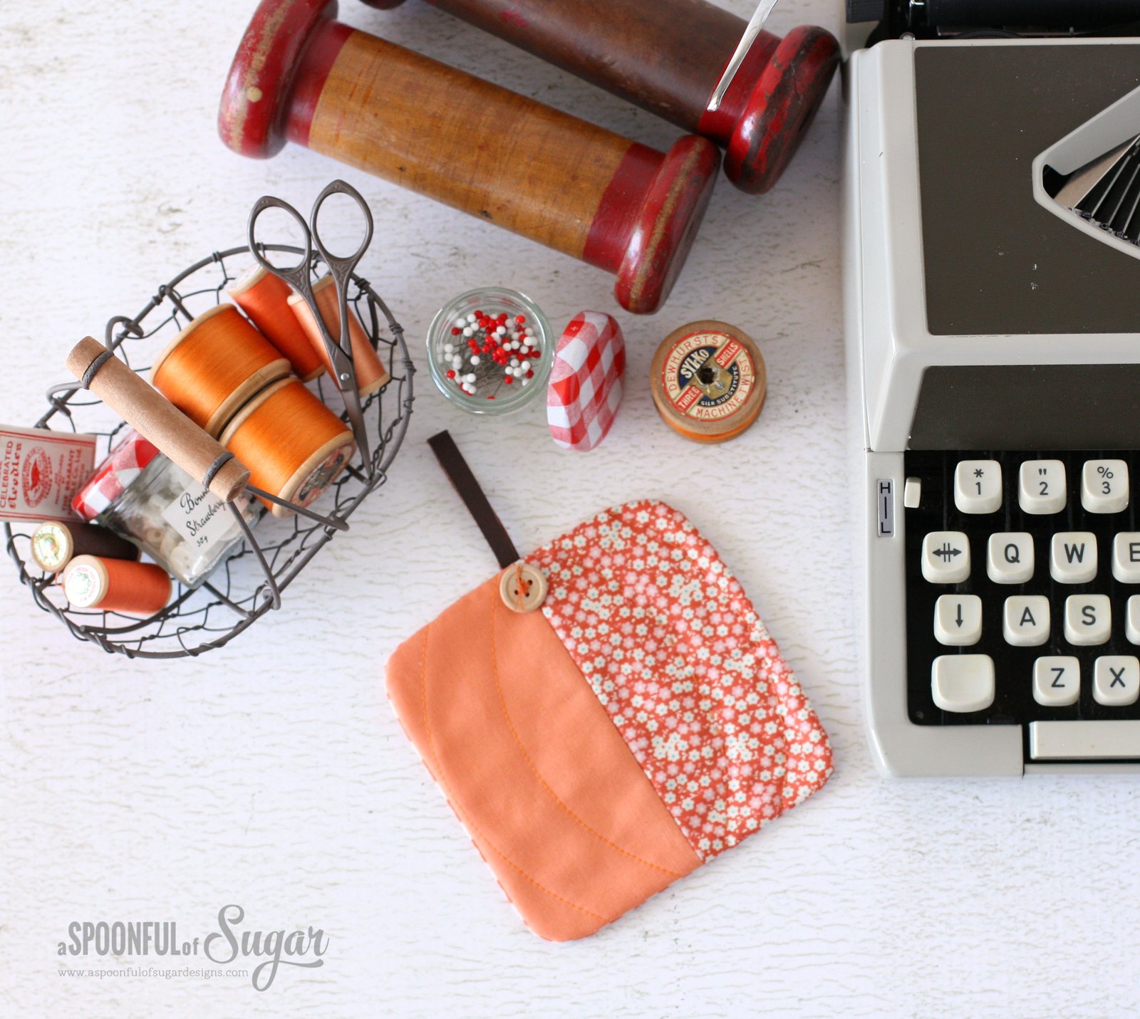 Simple Pumpkin Coasters - beginner sewing tutorial by A Spoonful of Sugar