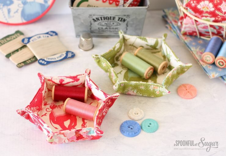 Hexagon Fabric Tray made in Tilda Circus - free sewing tutorial by A Spoonful of Sugar