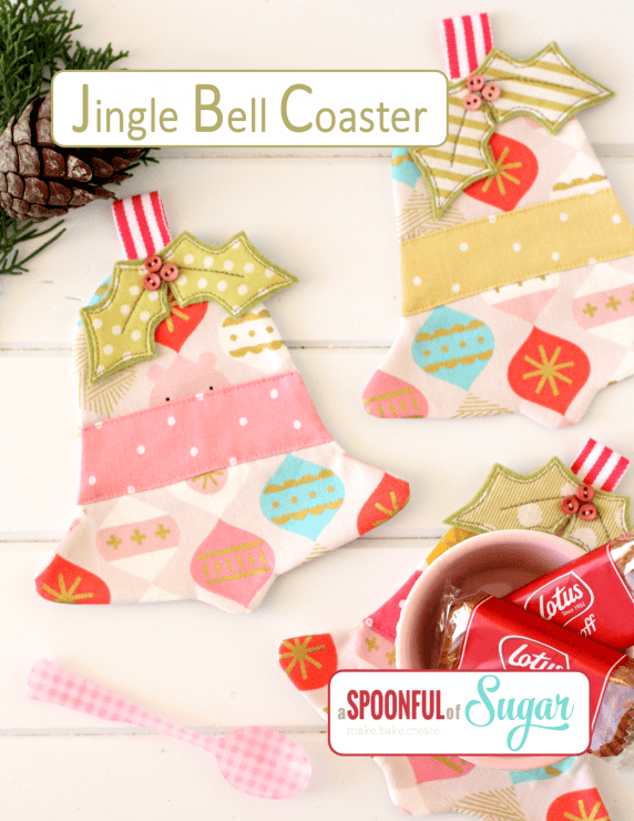 Jingle Bell Christmas Coasters PDF Sewing Pattern by www.aspoonfulofsugardesigns.com