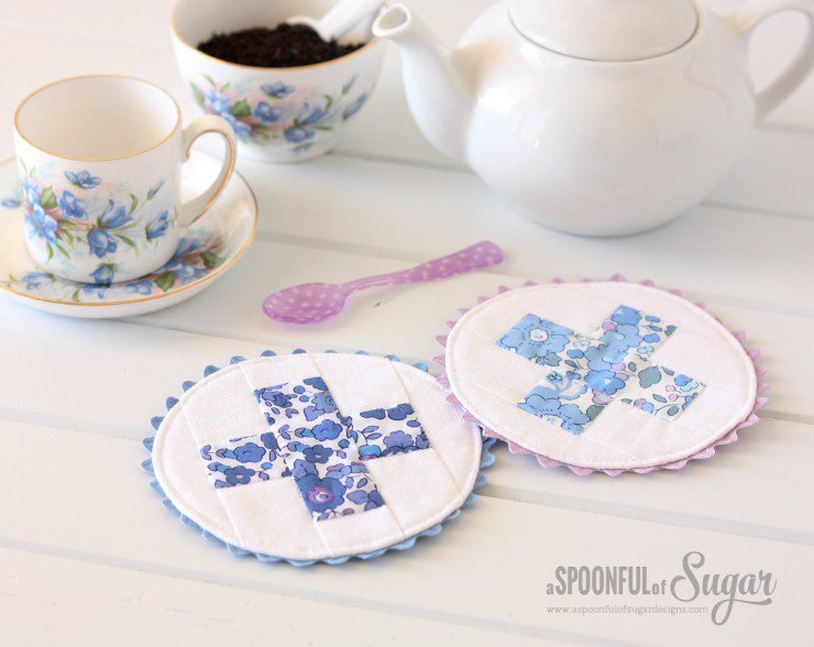 Liberty Criss Cross Coasters. Pattern from A Spoonful of Sugar: Sew 20 Simple Projects to Sweeten Your Surroundings Zakka Style