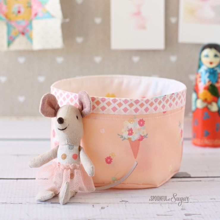 Mini Fabric Basket pdf Sewing Pattern by A Spoonful of Sugar. Available in Etsy store.