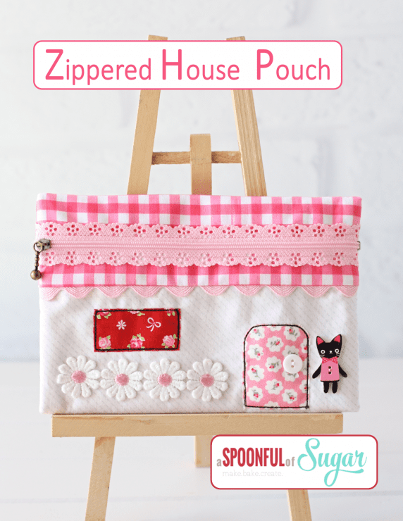Zippered House Pouch PDF Sewing Pattern - available in aspoonfullofsugar Etsy store.