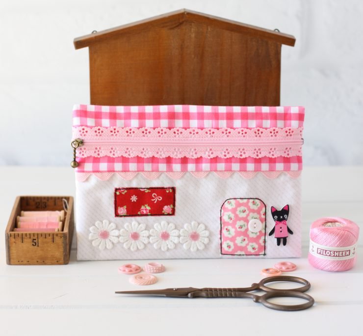 Zippered House Pouch PDF Sewing Pattern - available in aspoonfullofsugar Etsy store.
