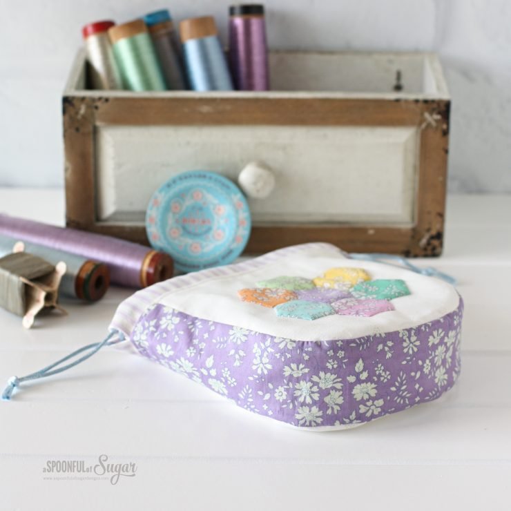 Liberty Hexie Garden Pouch PDF Sewing Pattern by shop.aspoonfulofsugardesigns.com