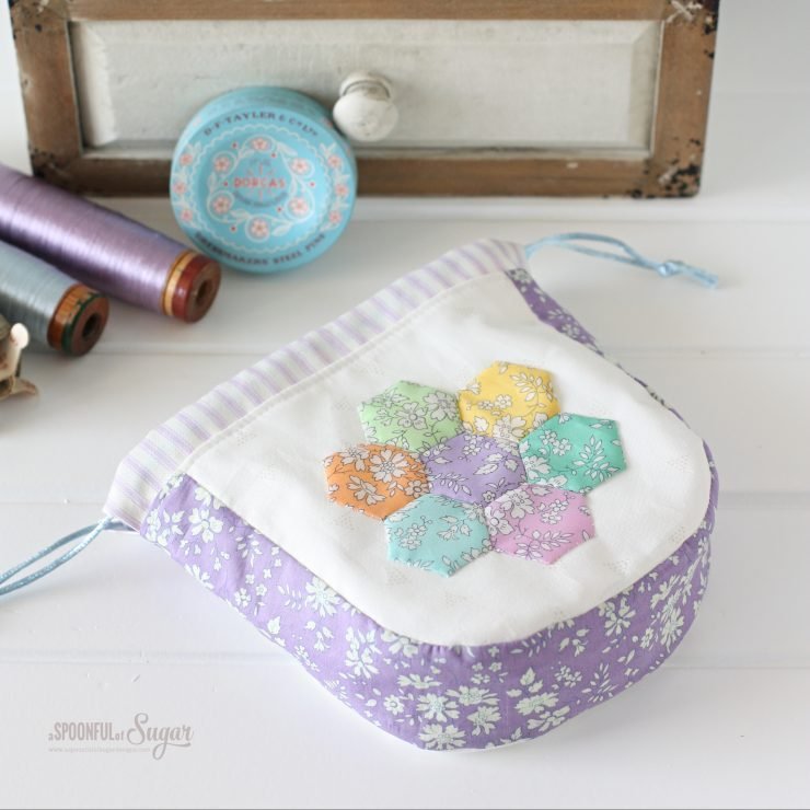Liberty Hexie Garden Pouch PDF Sewing Pattern by shop.aspoonfulofsugardesigns.com