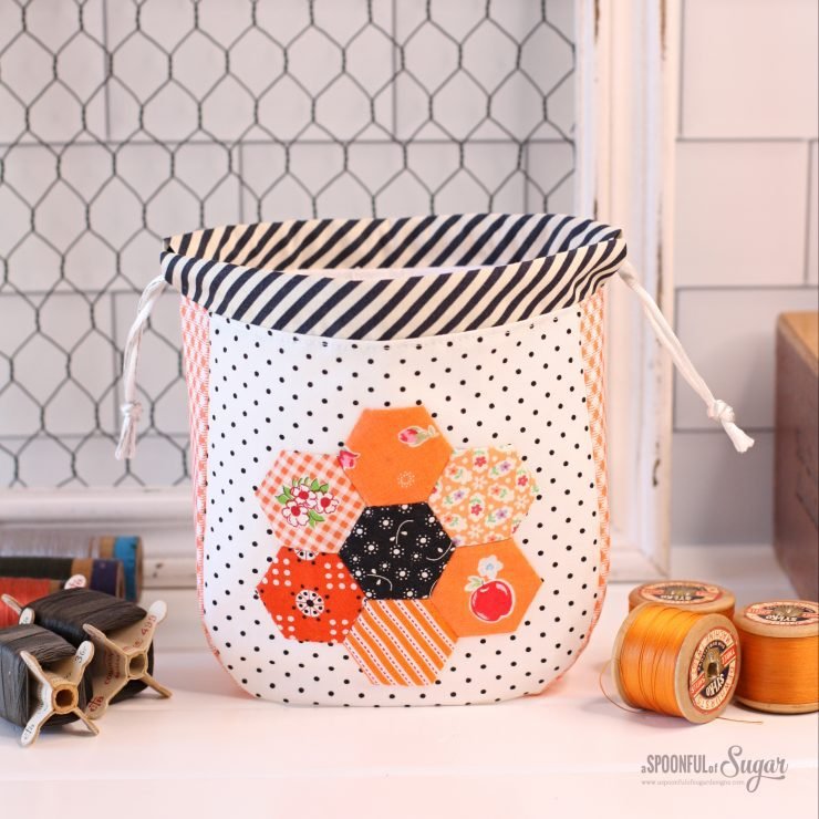 Hexie Garden Pouch (Halloween Style) PDF Sewing Pattern by A Spoonful of Sugar Designs. Pattern available in Pattern Store and Etsy Shop. 