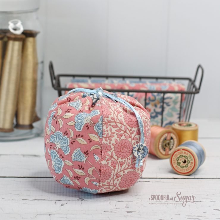 Puff Pouch PDF Sewing Pattern by A Spoonful of Sugar Designs made in fabric from Tilda Windy Days fabric collection. 