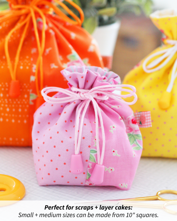 Quadra Pouch in 3 Sizes - Beginner friendly, scrap friendly, practical, giftable project to sew. Pattern by A Spoonful of Sugar Designs shop.aspoonfulofsugardesigns.com