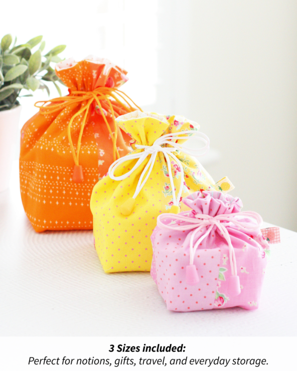 Quadra Pouch in 3 Sizes - Beginner friendly, scrap friendly, practical, giftable project to sew. Pattern by A Spoonful of Sugar Designs shop.aspoonfulofsugardesigns.com