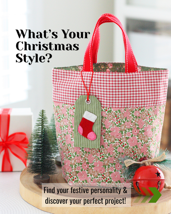 A collection of handmade Christmas sewing projects showcasing a variety of festive styles, including traditional, vintage, Scandinavian and modern Christmas colour palettes.